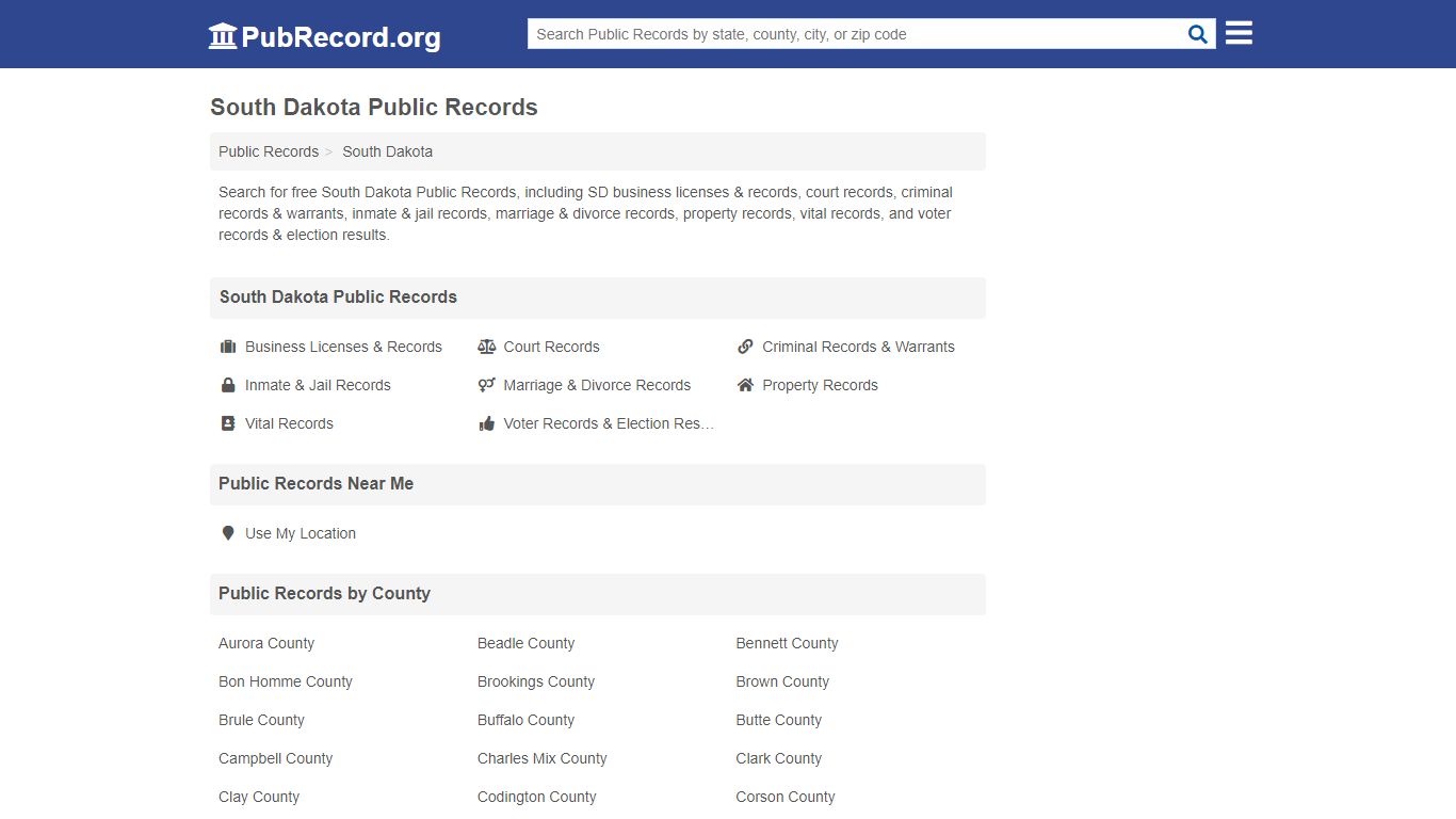 Free South Dakota Public Records - pubrecord.org